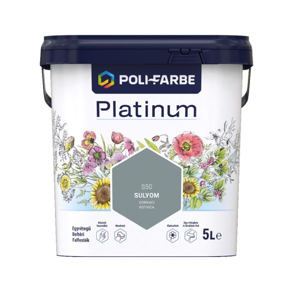 Poli-Farbe Platinum S50 egyrétegű beltéri falfesték - sulyom - 5 l