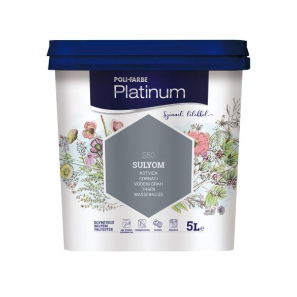 Poli-Farbe Platinum S50 egyrétegű beltéri falfesték - sulyom - 5 l