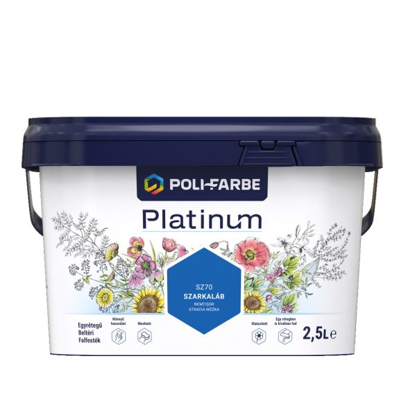 Poli-Farbe Platinum SZ70 egyrétegű beltéri falfesték - szarkaláb - 2,5 l