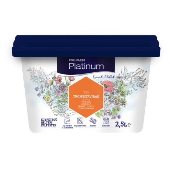 Poli-Farbe Platinum T80 egyrétegű beltéri falfesték - trombitavirág - 2,5 l