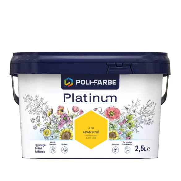 Poli-Farbe Platinum A70 egyrétegű beltéri falfesték - aranyeső - 2,5 l