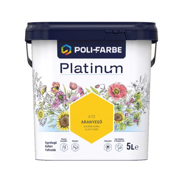 Poli-Farbe Platinum A70 egyrétegű beltéri falfesték - aranyeső - 5 l