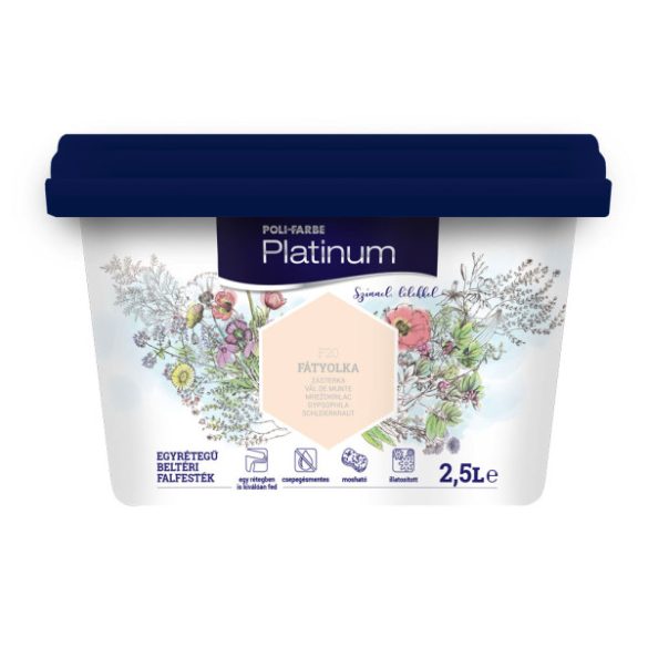 Poli-Farbe Platinum F20 egyrétegű beltéri falfesték - fátyolka - 2,5 l