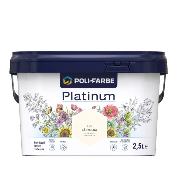 Poli-Farbe Platinum F20 egyrétegű beltéri falfesték - fátyolka - 2,5 l