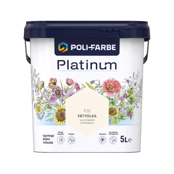 Poli-Farbe Platinum F20 egyrétegű beltéri falfesték - fátyolka - 5 l
