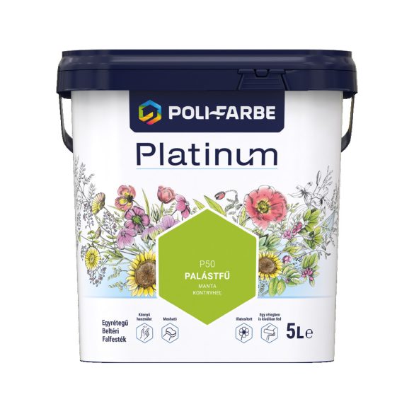 Poli-Farbe Platinum P50 egyrétegű beltéri falfesték - palástfű - 5 l