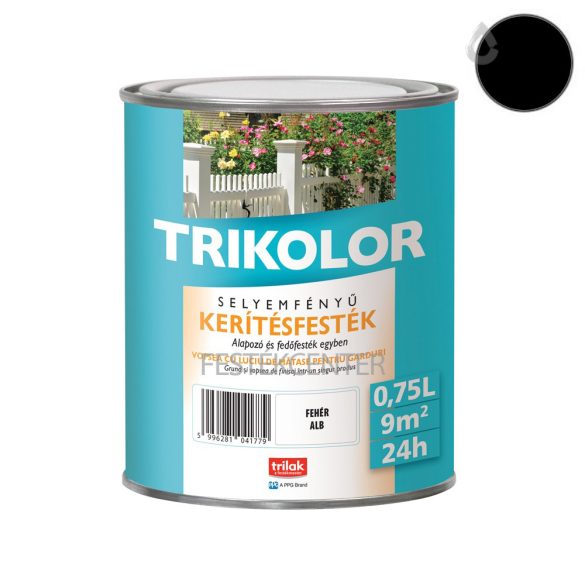 Trilak Trikolor selyemfényű kerítésfesték - koromfekete - 0,75 l