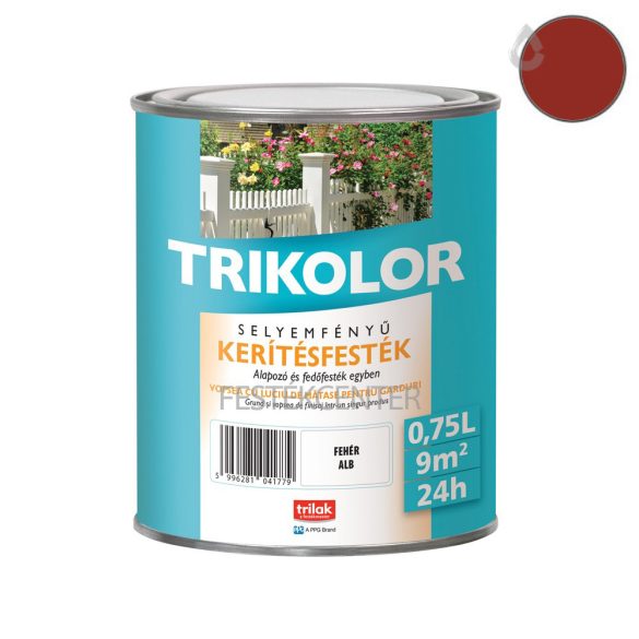 Trilak Trikolor selyemfényű kerítésfesték - angolvörös - 0,75 l