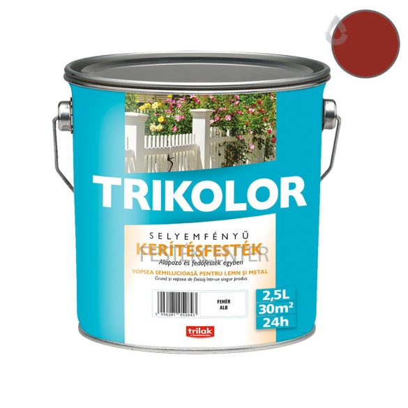 Trilak Trikolor selyemfényű kerítésfesték - angolvörös - 2,5 l