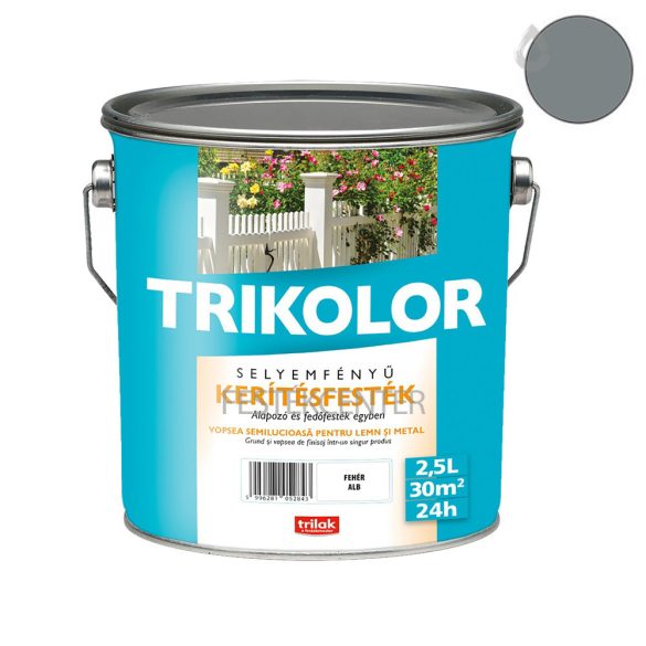 Trilak Trikolor selyemfényű kerítésfesték - betonszürke - 2,5 l
