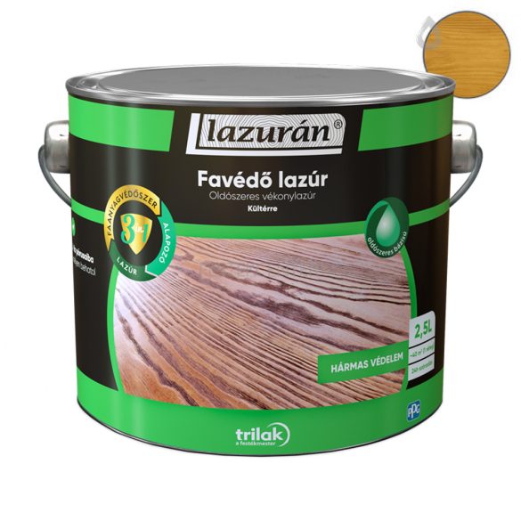 Trilak Lazurán 3 IN 1 oldószeres favédő lazúr - cédrus - 2,5 l