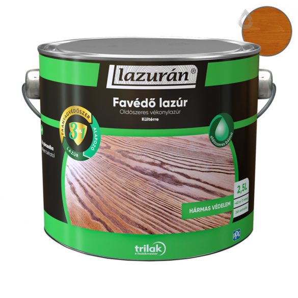 Trilak Lazurán 3 IN 1 oldószeres favédő lazúr - brazil mahagóni - 2,5 l