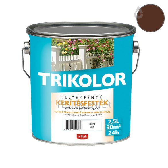 Trilak Trikolor selyemfényű kerítésfesték - gesztenyebarna - 2,5 l