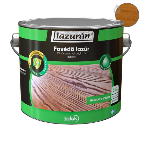 Trilak Lazurán 3 IN 1 oldószeres favédő lazúr - dió - 2,5 l