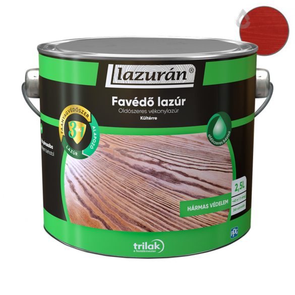 Trilak Lazurán 3 IN 1 oldószeres favédő lazúr - cseresznye - 2,5 l