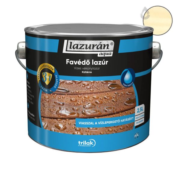 Trilak Lazurán Aqua 3 IN 1 favédő lazúr - színtelen - 2,5 l