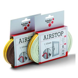 Schuller Airstop tömítőszalag - gumi, 1-3,5 mm résmérethez - E profil - fehér - 6 m
