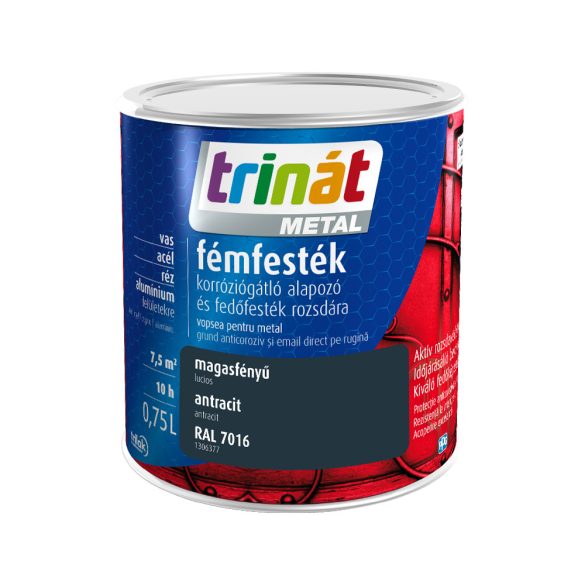 Trinát Metal magasfényű fémfesték - RAL 7016 - antracit - 0,75 l