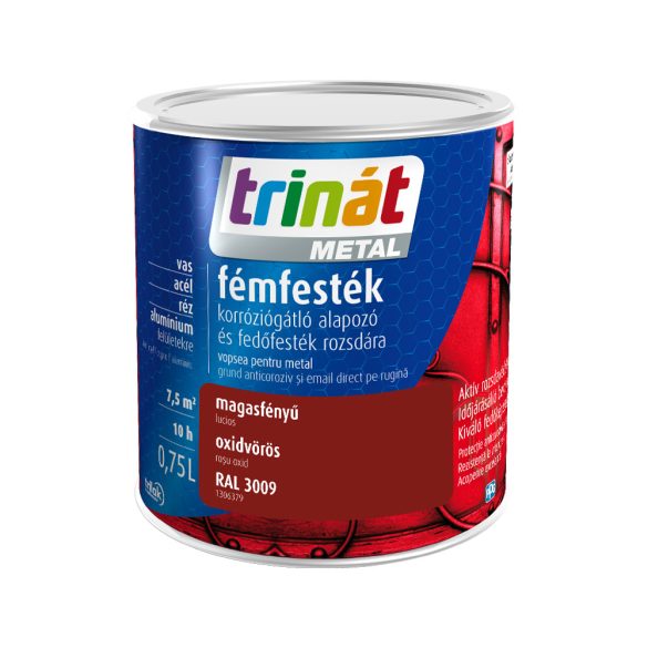 Trinát Metal magasfényű fémfesték - RAL 3009 - oxidvörös - 0,75 l