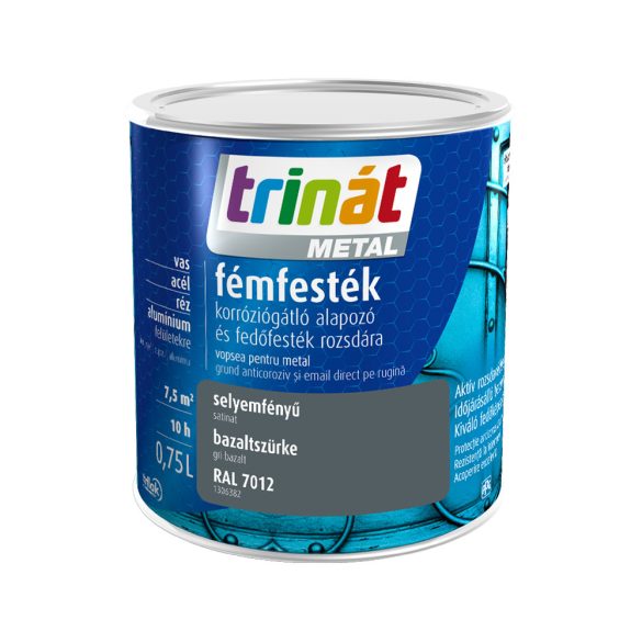 Trinát Metal selyemfényű fémfesték - RAL 7012 bazaltszürke - 0,75 l