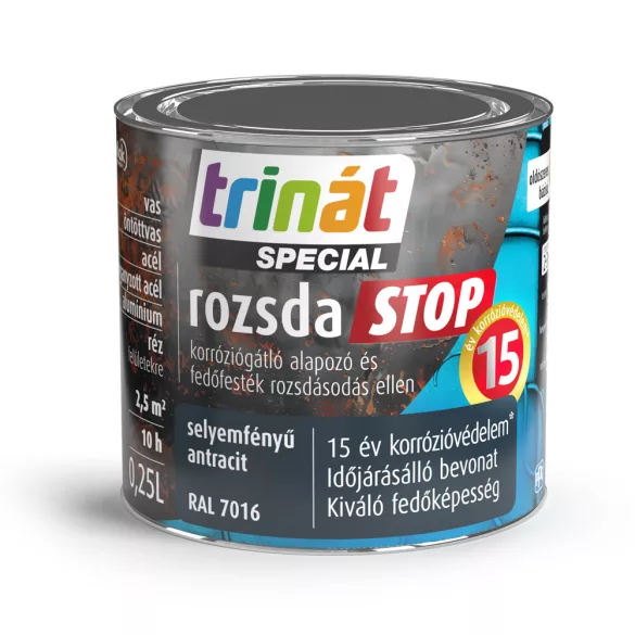 Trinát Special rozsdaSTOP selyemfényű fémfesték - RAL 7016 antracit - 0,25 l
