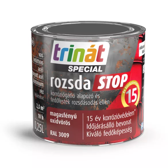 Trinát Special rozsdaSTOP magasfényű fémfesték - RAL 3009 - oxidvörös - 0,25 l