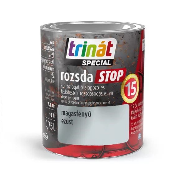 Trinát Special rozsdaSTOP magasfényű fémfesték - ezüst - 0,75 l