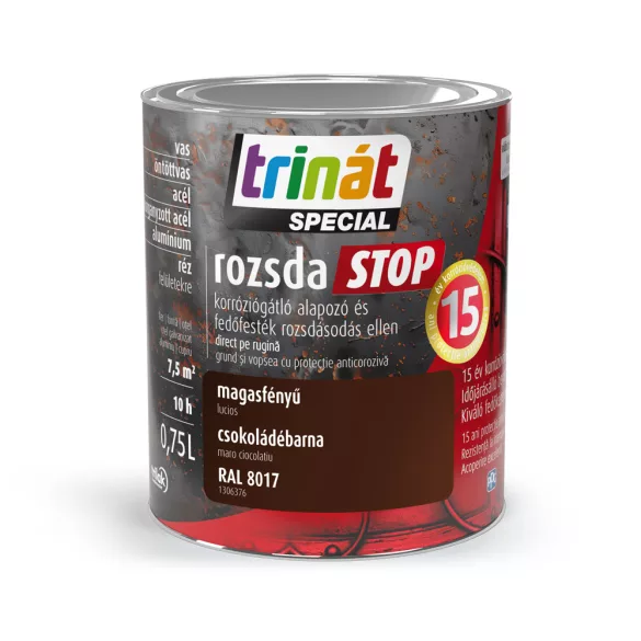 Trinát Special rozsdaSTOP magasfényű fémfesték - RAL 8017 - csokoládébarna - 0,75 l