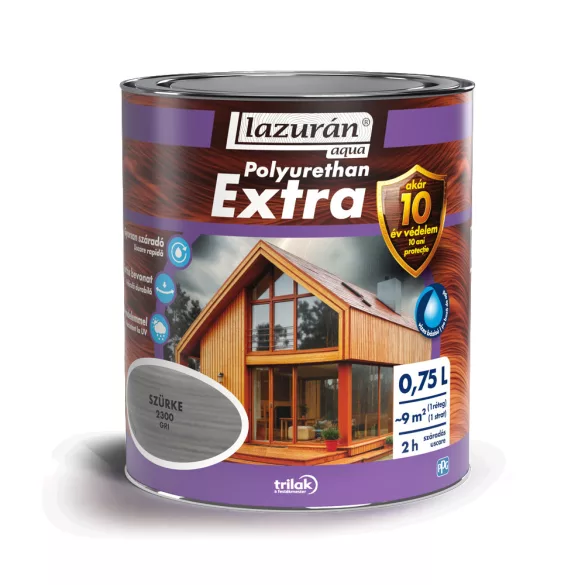 Lazurán Aqua Polyurethan Extra - szürke - 2300 - 0,75 L