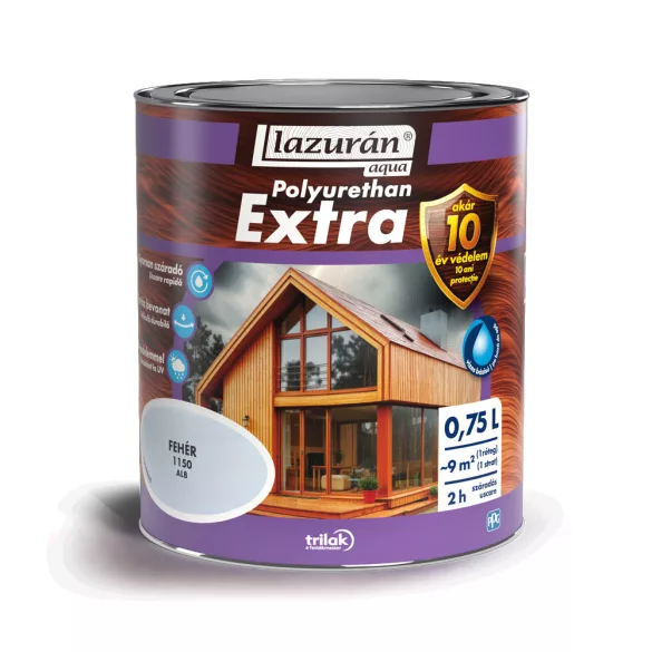 Lazurán Aqua Polyurethan Extra - fehér - 1150 - 0,75 L
