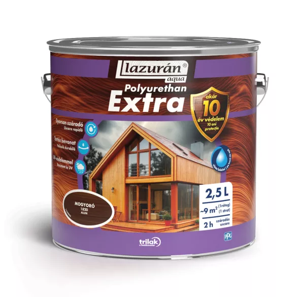 Lazurán Aqua Polyurethan Extra - mogyoró - 1820 - 2,5 L