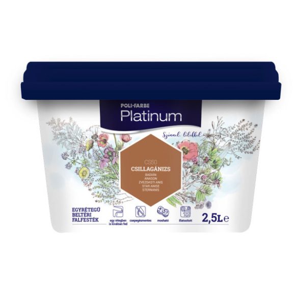 Poli-Farbe Platinum CS50 egyrétegű beltéri falfesték - csillagánizs - 2,5 l