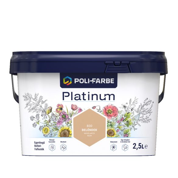Poli-Farbe Platinum B30 egyrétegű beltéri falfesték - beléndek - 2,5 l