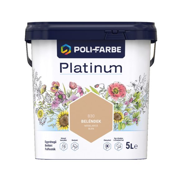 Poli-Farbe Platinum B30 egyrétegű beltéri falfesték - beléndek - 5 l