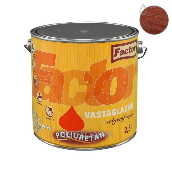 Factor selyemfényű vastaglazúr - dió - 2,5 l