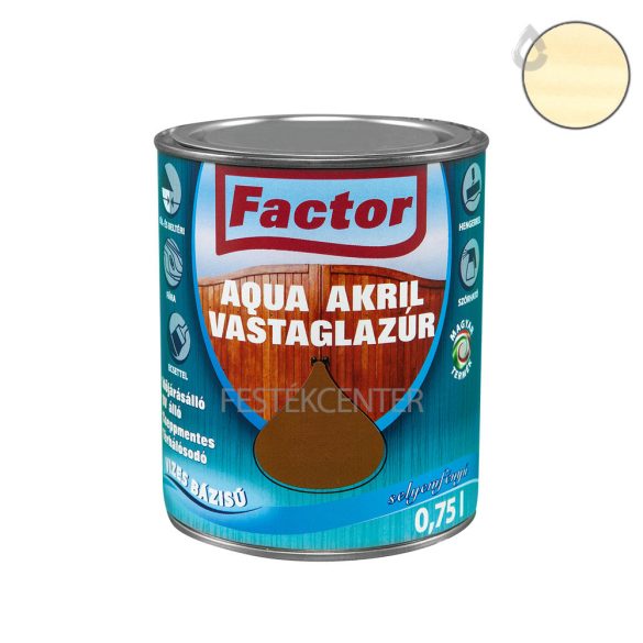 Factor aqua selyemfényű akril vastaglazúr - színtelen - 0,75 l