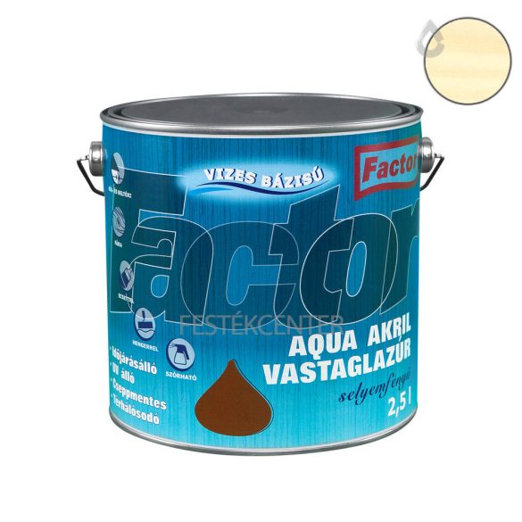 Factor aqua selyemfényű akril vastaglazúr - színtelen - 2,5 l