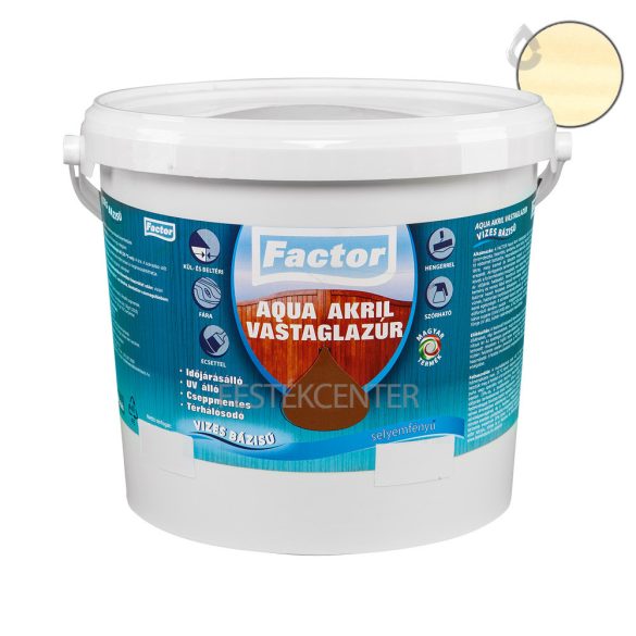 Factor aqua selyemfényű akril vastaglazúr - színtelen - 20 l