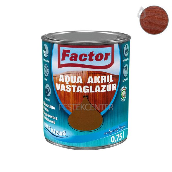 Factor aqua selyemfényű akril vastaglazúr - dió - 0,75 l