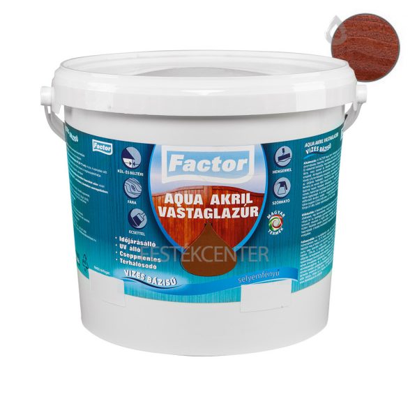 Factor aqua selyemfényű akril vastaglazúr - dió - 20 l