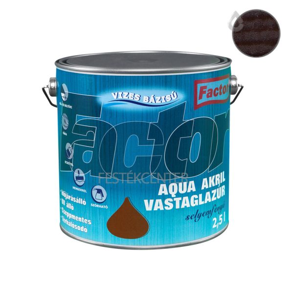 Factor aqua selyemfényű akril vastaglazúr - paliszander - 2,5 l