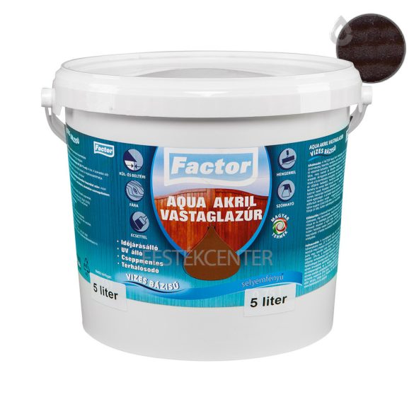 Factor aqua selyemfényű akril vastaglazúr - paliszander - 5 l