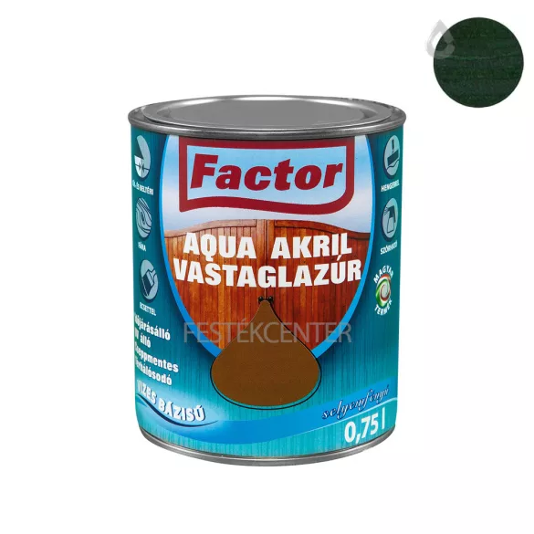Factor aqua selyemfényű akril vastaglazúr - zöld - 0,75 l