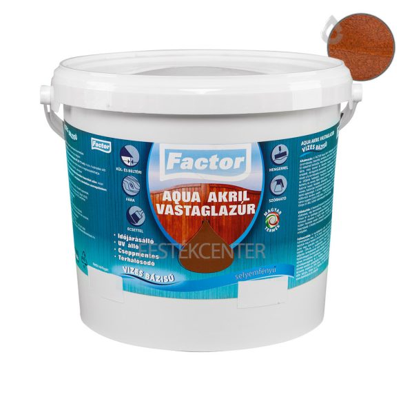 Factor aqua selyemfényű akril vastaglazúr - gesztenye - 20 l