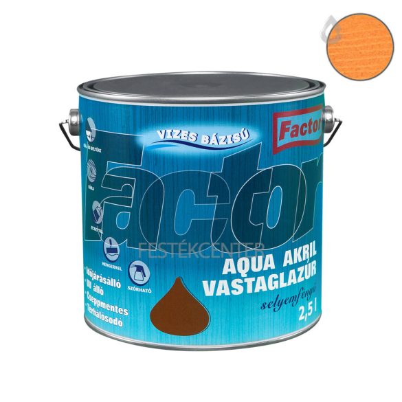 Factor aqua selyemfényű akril vastaglazúr - fenyő - 2,5 l