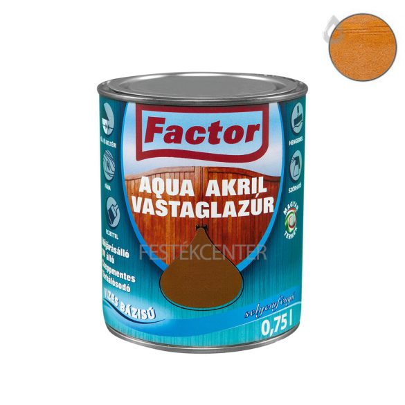 Factor aqua selyemfényű akril vastaglazúr - aranytölgy - 0,75 l