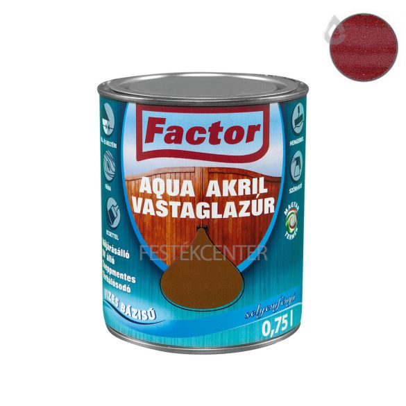 Factor aqua selyemfényű akril vastaglazúr - cseresznye - 0,75 l