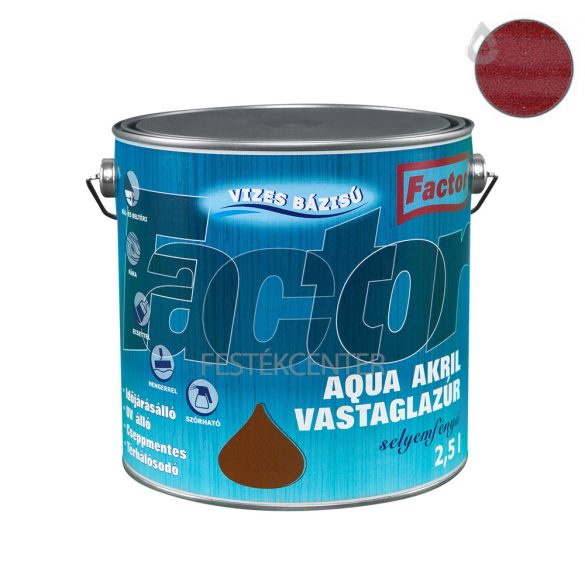 Factor aqua selyemfényű akril vastaglazúr - cseresznye - 2,5 l