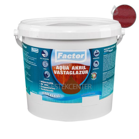 Factor aqua selyemfényű akril vastaglazúr - cseresznye - 20 l