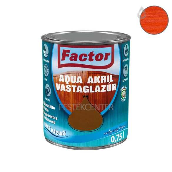 Factor aqua selyemfényű akril vastaglazúr - mahagóni - 0,75 l